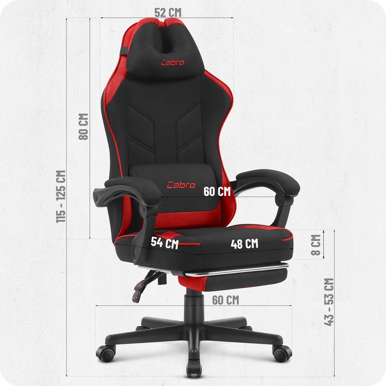 Геймерське Крісло Cabro C504 Black-Red Чорно-Червоне Потужний Стиль для Ігор - Зображення 10