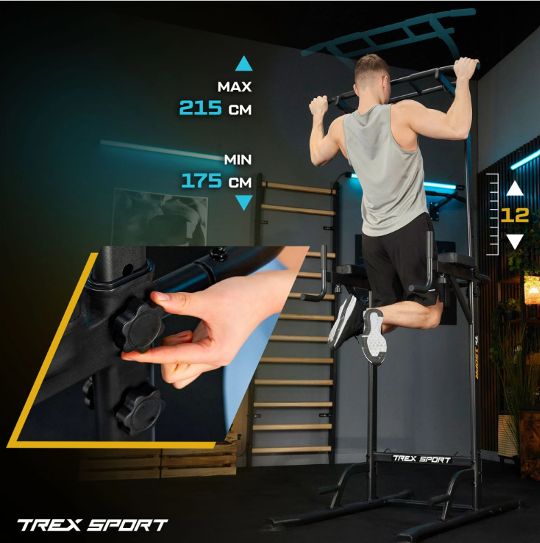 Багатофункціональні Поручні Trex Sport TX-150PR — Штанга та Еспандери для Загального Тренування - Зображення 4