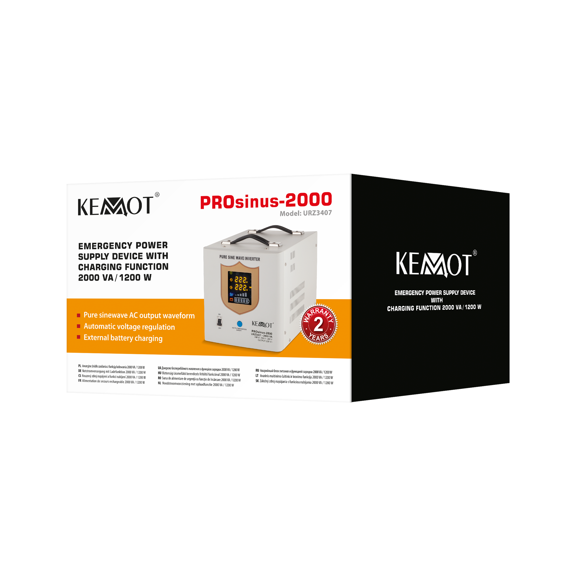 Джерело Безперебійного Живлення KEMOT PROsinus-2000 URZ3407 — Високопродуктивне Аварійне Живлення - Зображення 4