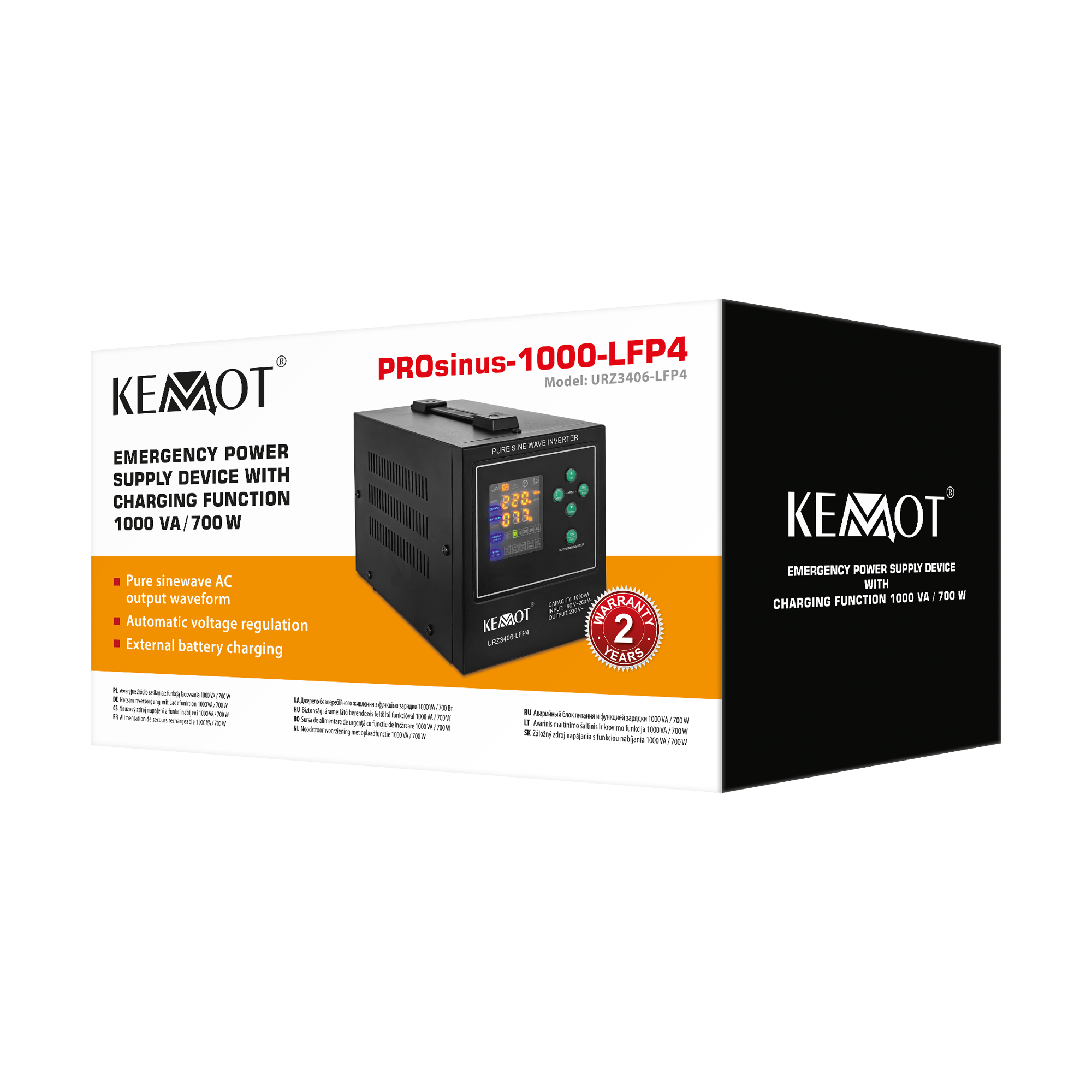 Блок Аварійного Живлення KEMOT PROsinus-1000-LFP4 URZ3406-LFP4 — Енергоефективність із LiFePO4 Акумулятором - Зображення 4