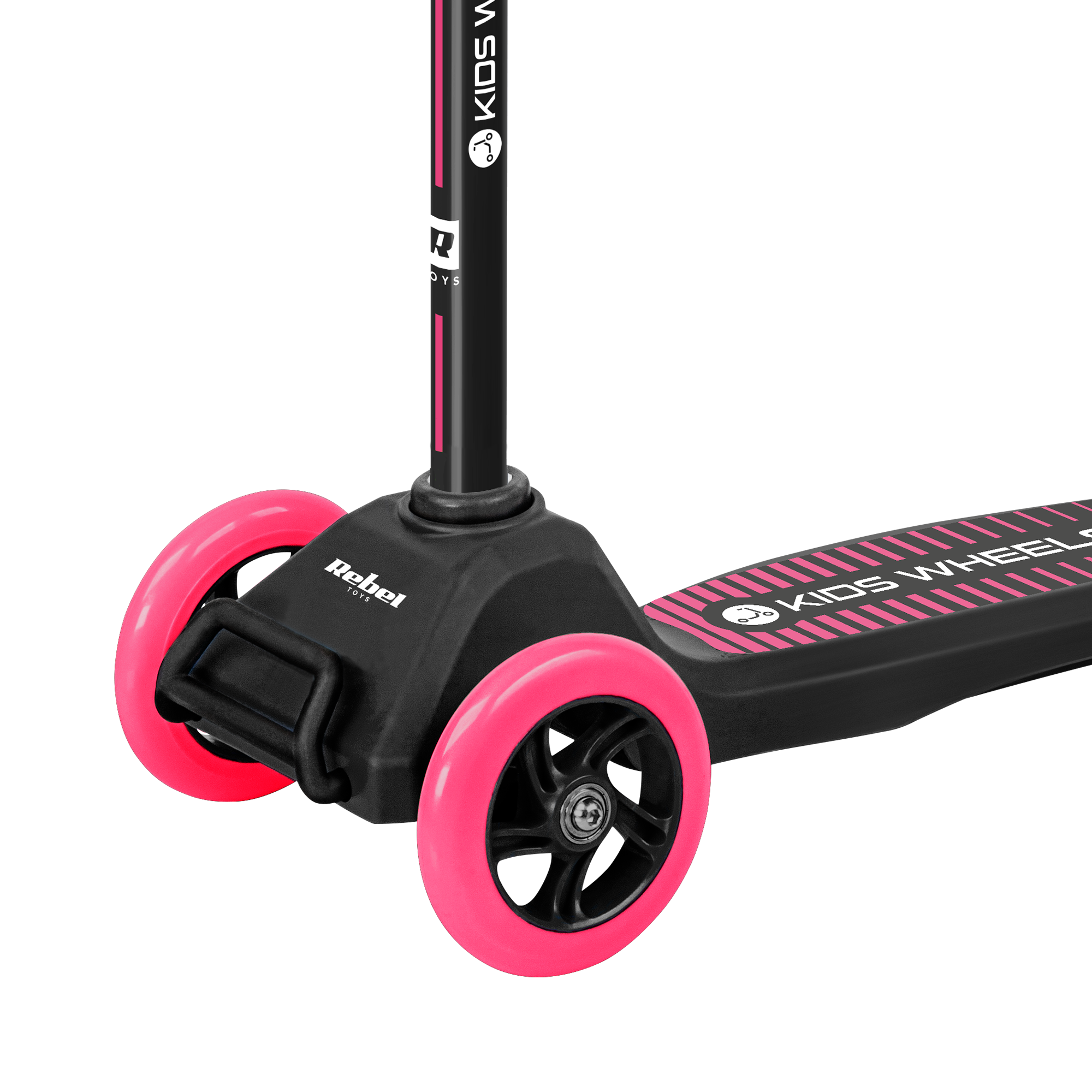 Триколісний Самокат Rebel Kids Wheels ZAB0121P — Рожево-Чорний Стиль і Безпека для Дітей - Зображення 3