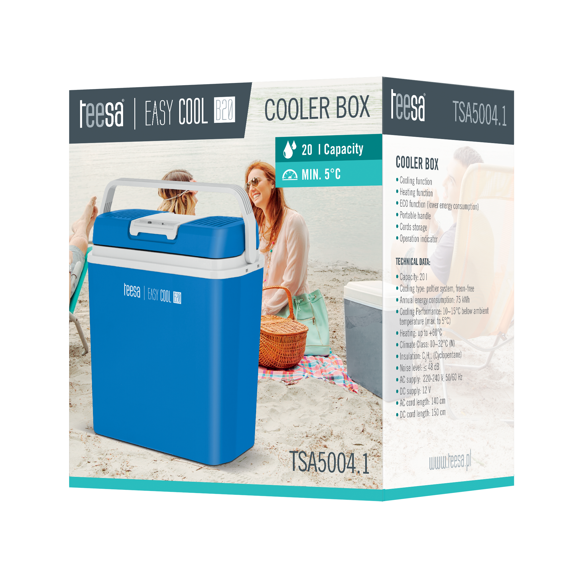 Холодильник Teesa EASY COOL B20 TSA5004.1 — Портативний 20 л з Режимом Заморозки - Зображення 5