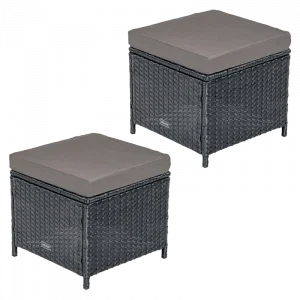 Садові Пуфи VELACO Lara-BL — Чорний Ротанг для Додаткового Комфорту
