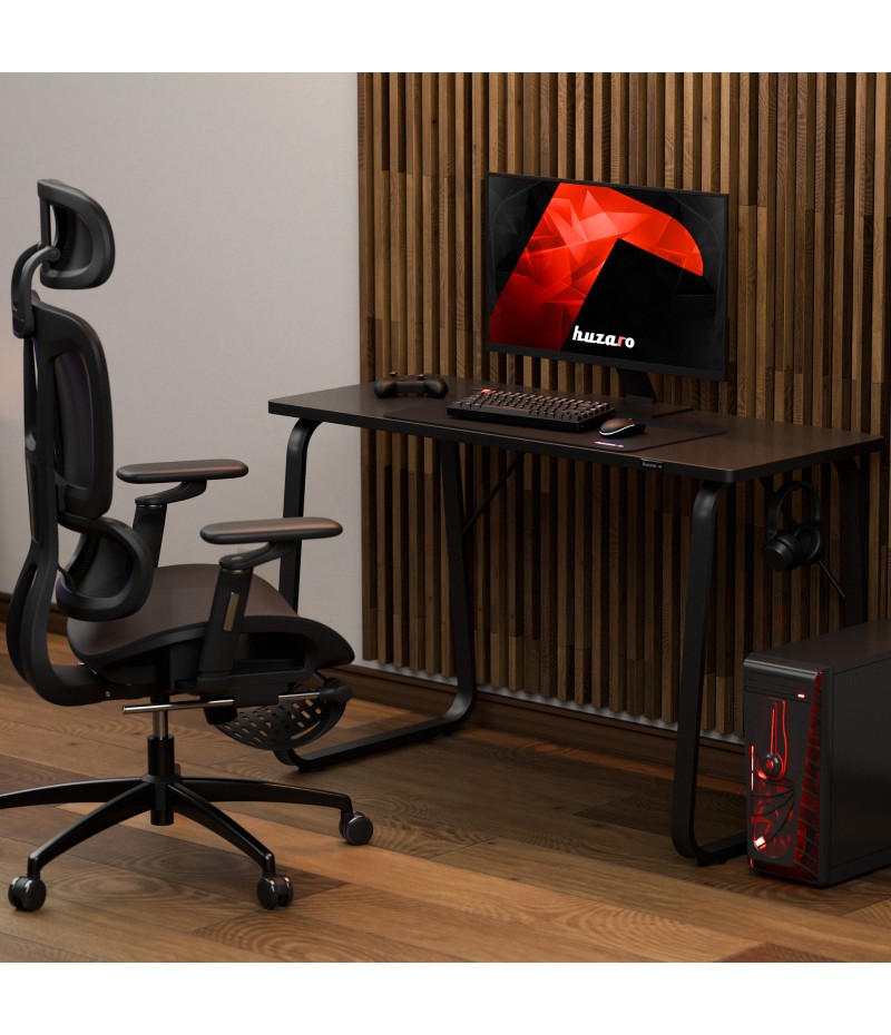 Ігровий Стіл Huzaro Hero 1.5 120×58×73,5 см — Ергономічний Чорний Корпус для Роботи та Ігор - Зображення 2