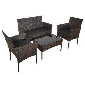 Комплект Садових Меблів VELACO Luiza-BR 4 Предмети — Коричневий Набір з Ротангу для Затишку