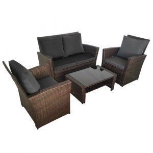 Комплект Садових Меблів VELACO Lagos-BR 4 Предмети — Теплий Коричневий Ротанг для Затишку