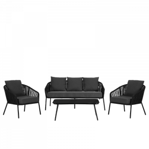 Комплект садових меблів VELACO SIERRA-BL з чорного металу — 5 предметів для сучасного дизайну тераси