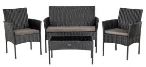Комплект садових меблів VELACO LUIZA-BL з техноратангу — Чорний 4-предметний набір для затишного відпочинку