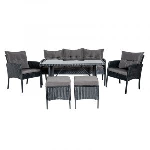 Комплект Садових Меблів VELACO Manas 6 Предметів — Техноратанг в Антрацитовому Відтінку