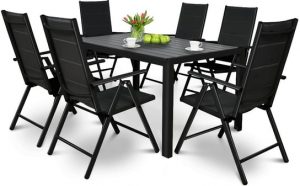 Комплект Садових Меблів Vera-BL VELACO 7 Предметів — Чорний Металевий Комплект для Сучасного Двору