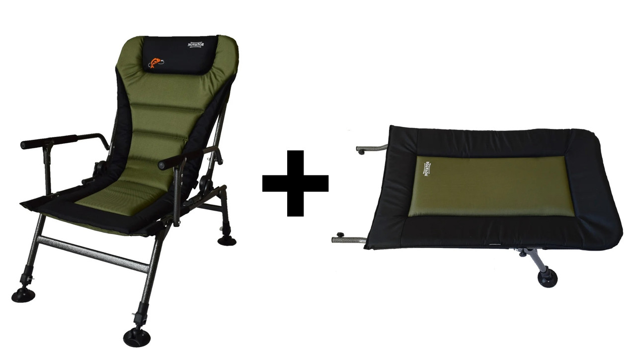 Розкладне Крісло Рибальське Novator SR-2 Comfort + Підставка POD-1 Comfort — Карповий Набір для Максимальної Зручності