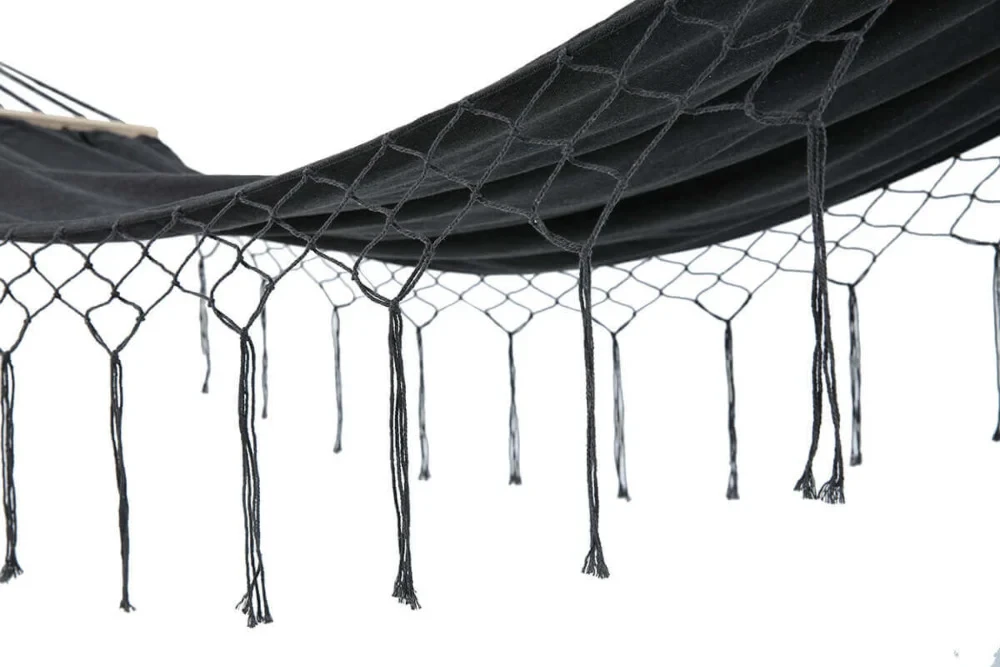 Підвісний Гамак Focus Garden HAWAII 005797 Dark Grey 280×100 см — Елегантний Бахромований Релакс - Зображення 3