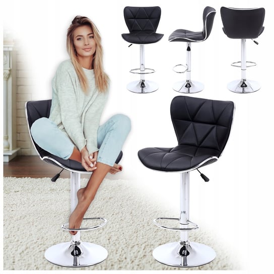 Барне крісло LUNA-BL-CH чорна екошкіра на хромованій основі