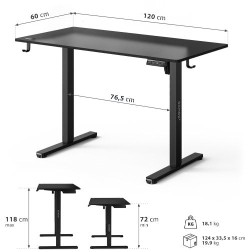 Геймерський стіл SENSE7 Nojo LIGHT 120 см x 60 см ( Black ) - Зображення 7