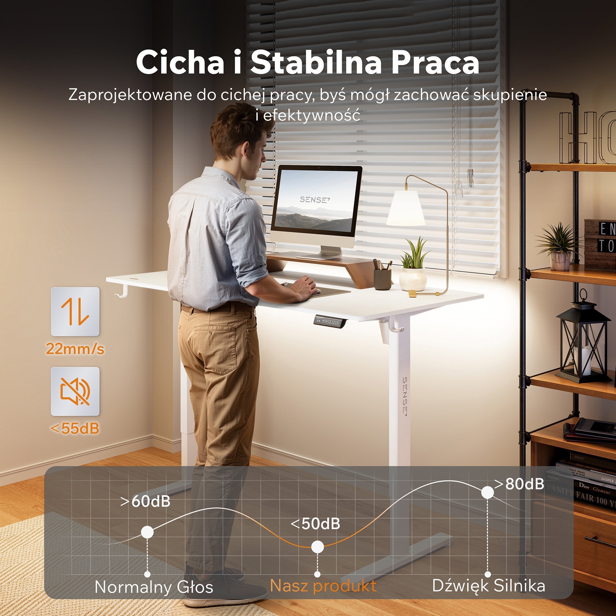 Геймерський стіл SENSE7 Nojo LIGHT 140 см x 70 см ( White ) - Зображення 5
