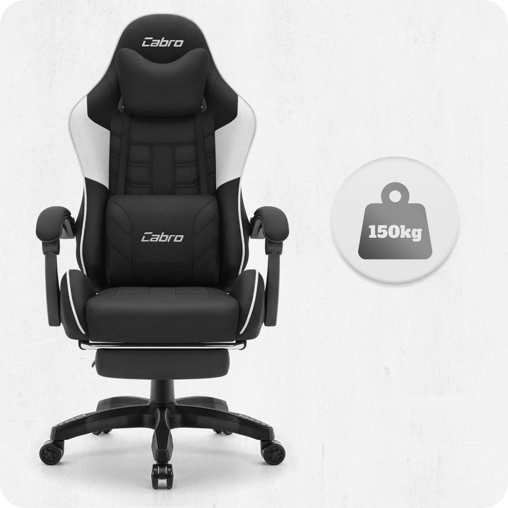 Ігрове крісло Cabro C501 Чорно-біле тканина - Зображення 10