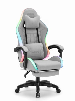 Ігрове крісло Cabro C501 світлодіодне сіре-тканина