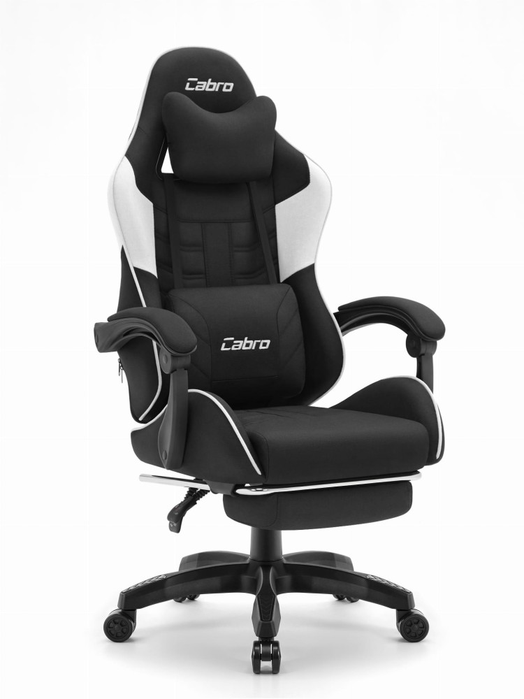 Ігрове крісло Cabro C501 Чорно-біле тканина
