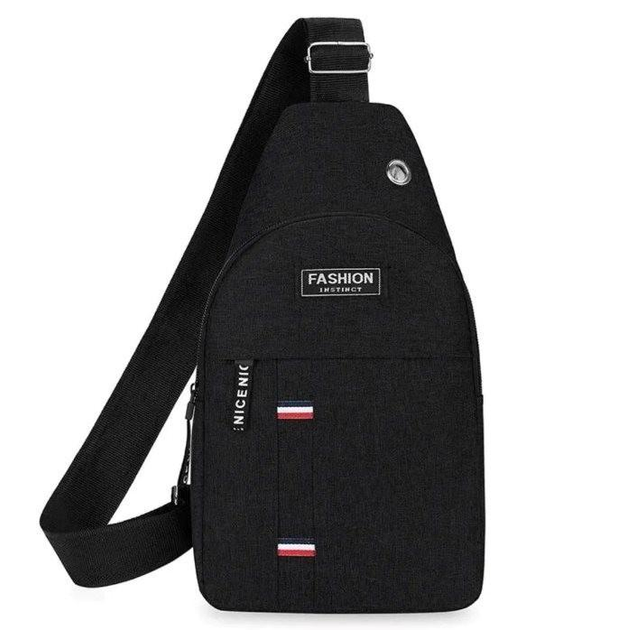 Cумка слінг однолямковий рюкзак тканинна через плече на блискавці чорна