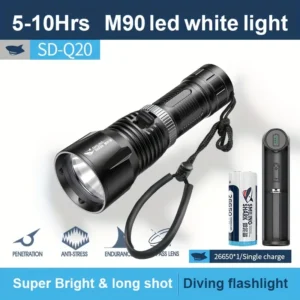 LED Ліхтарик SMILING SHARK M90 15 см для підводного плавання та охоти.