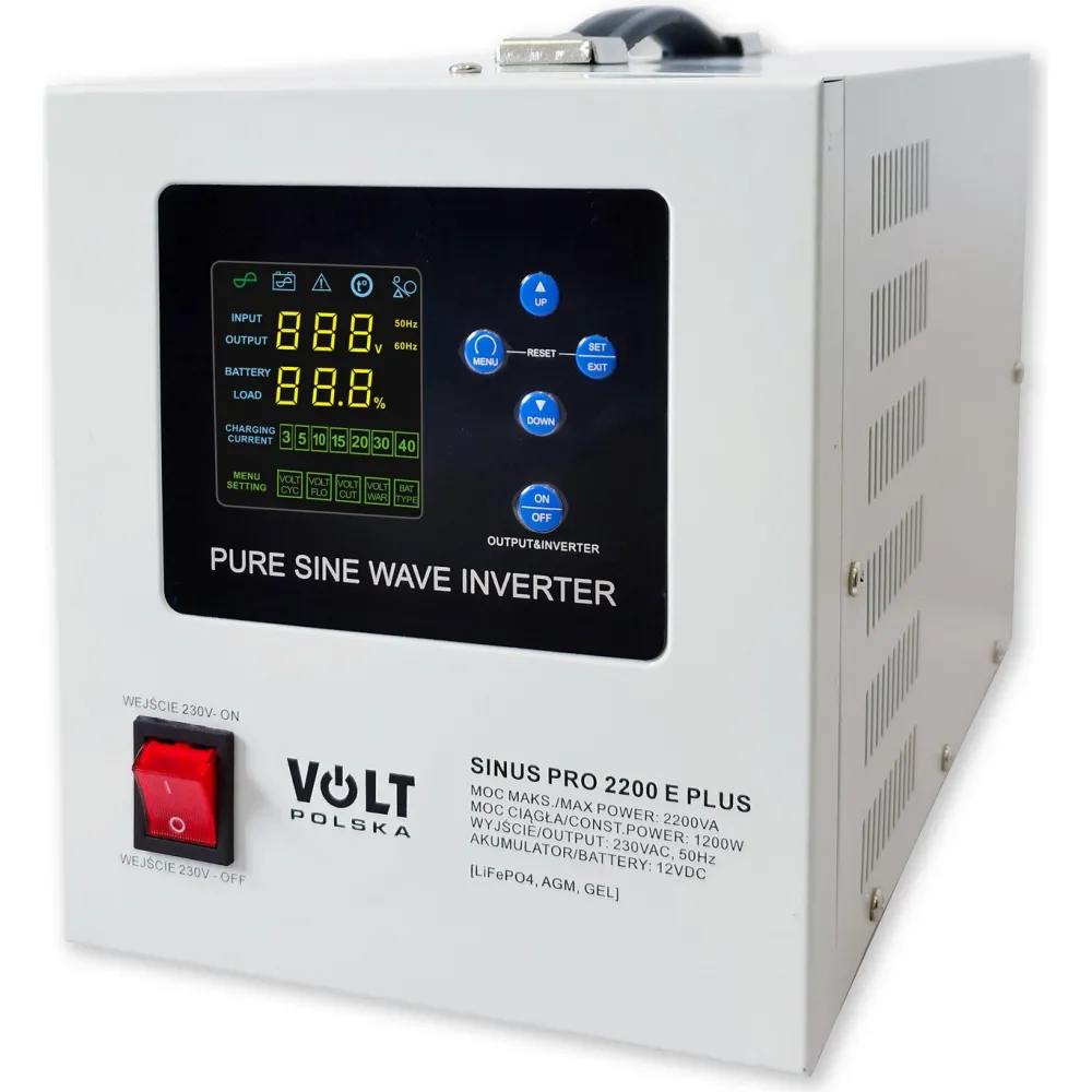 ДБЖ Volt Polska SINUS PRO 2200 E PLUS 12/230 В 1200/2200Вт AGM, GEL, LiFePO4 3SPM22012M