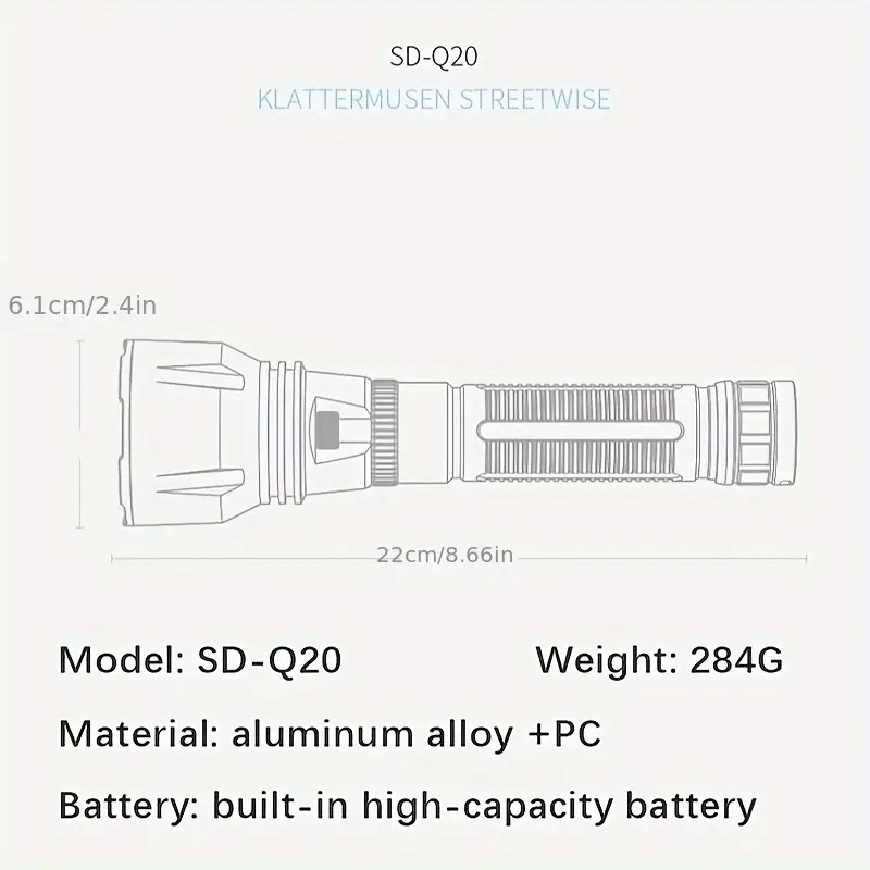 Ліхтарик LED SMILING SHARK M90 22 см для дайвінгу - Зображення 4