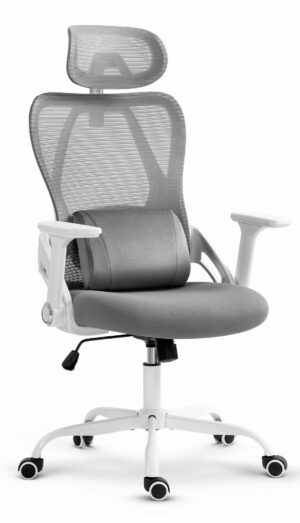 Офісне крісло CABRO C507 сіро-біла тканина