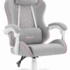 Геймерське крісло Hell's Chair HC-1008 Grey Pink 2.0 тканина/сітка