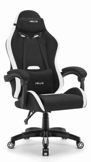 Геймерське крісло Hell's Chair HC-1012 Black White тканина