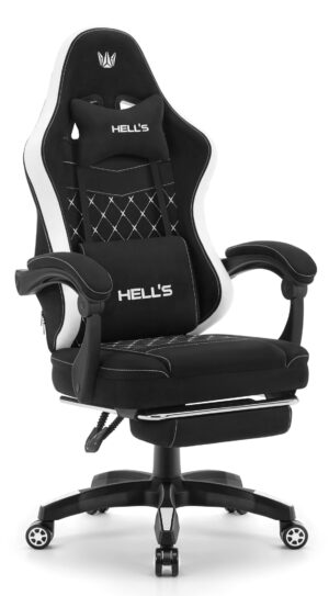 Геймерське крісло Hell's Chair HC-1015 Black White тканина
