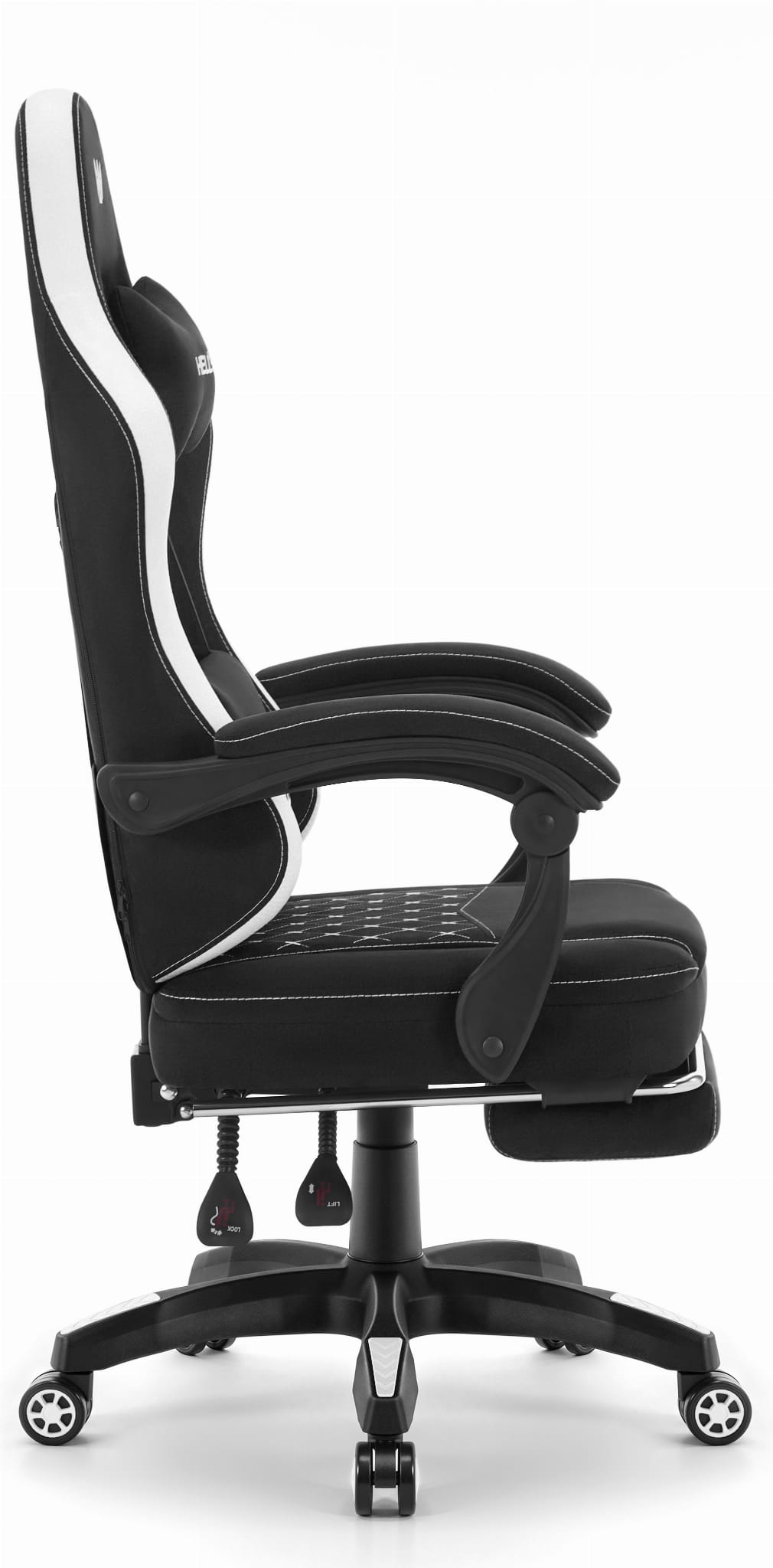 Геймерське крісло Hell's Chair HC-1015 Black White тканина - Зображення 4