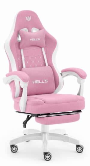 Геймерське крісло Hell's Chair HC-1015 Pink White тканина