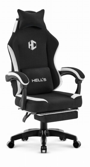 Геймерське крісло Hell's Chair HC-1016 Black White тканина