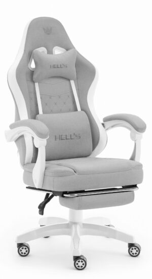 Геймерське крісло Hell's Chair HC-1015 Grey White тканина