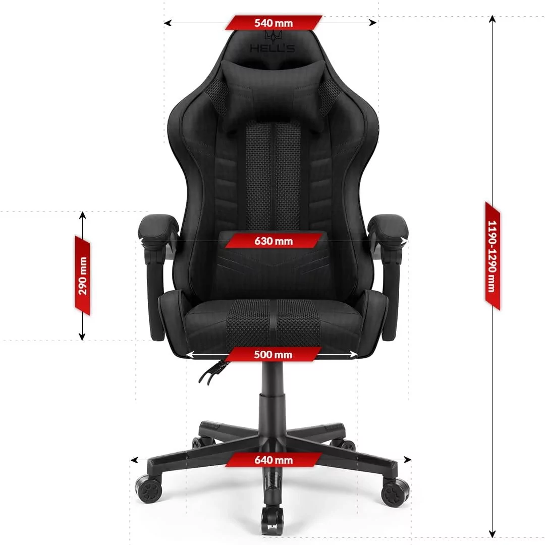 Геймерське крісло тканина Hell's Chair HC- 1004 Black - Зображення 9