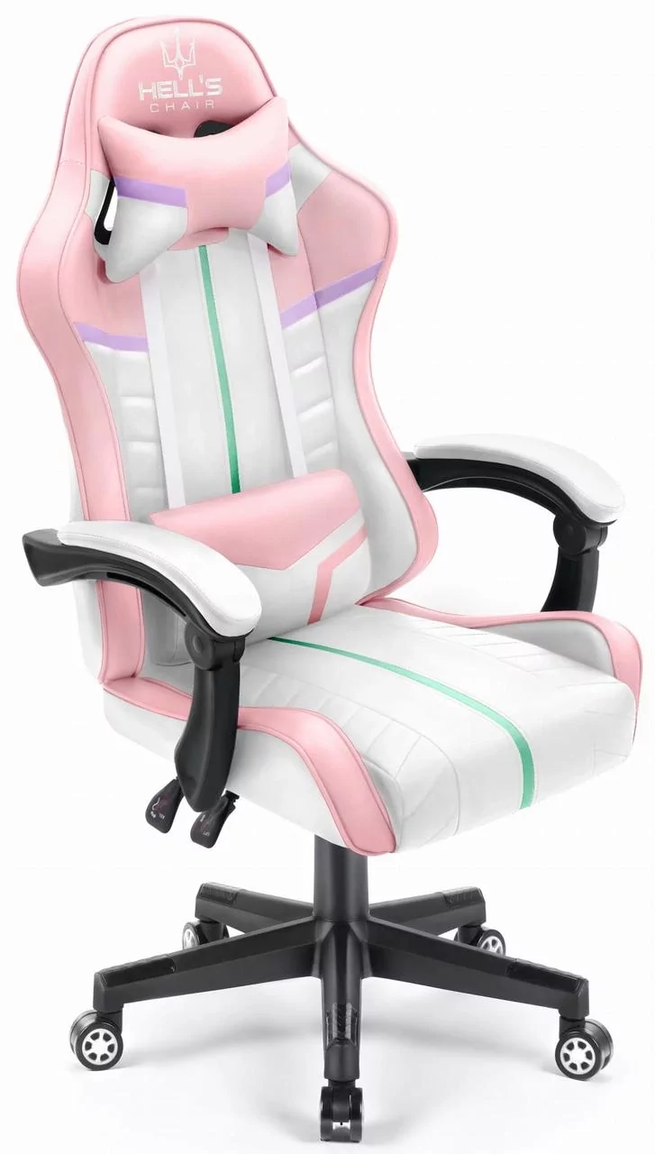 Геймерське крісло екошкіра Hell's Chair HC- 1004 Pink Rainbow