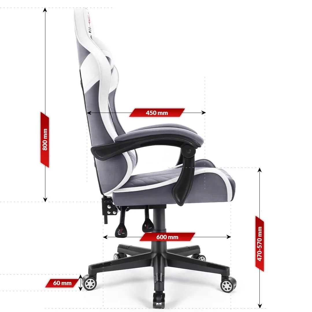 Геймерське крісло тканина+еко шкіра Hell's Chair HC- 1004 White-Grey - Зображення 10