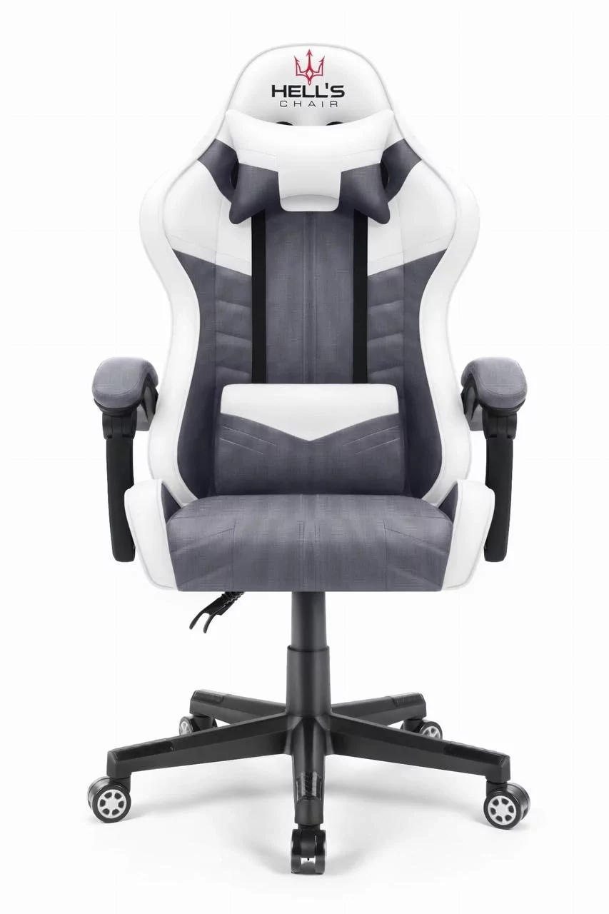 Геймерське крісло тканина+еко шкіра Hell's Chair HC- 1004 White-Grey - Зображення 4