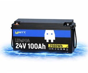 Літій-залізо-фосфатний акумулятор WattCycle LiFePO4 24V 100Ah батарея з BMS 100А IP65