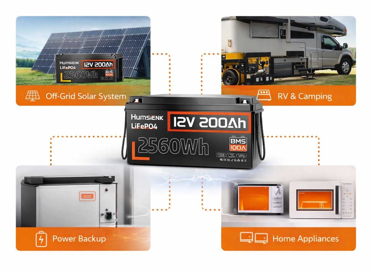 Акумулятор Humsienk LiFePO4 12V 200Ah батарея з BMS 100A HS12V200AH100 - Зображення 5