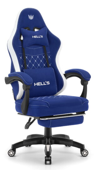 Геймерське крісло Hell's Chair HC-1015 Blue White тканина