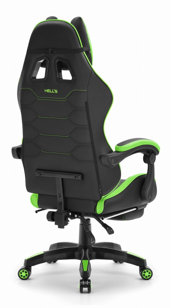 Геймерське крісло Hell's Chair HC-1039 2.0 Green Black екошкіра - Зображення 3