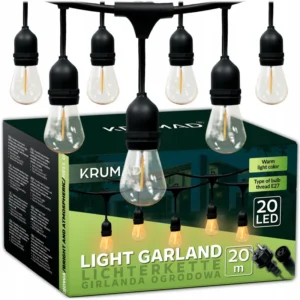 Світлодіодна вулична гірлянда KRUMAD 20м лампочка E27 1Вт
