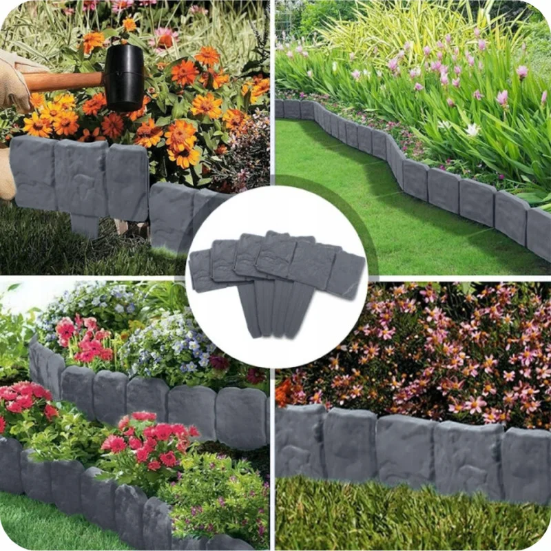 Садовий палісад для газону KRUMAN GARDEN PALISADE 250 см x 23 см ТЕМНО-СІРИЙ КАМІНЬ KMDW40 - Зображення 2