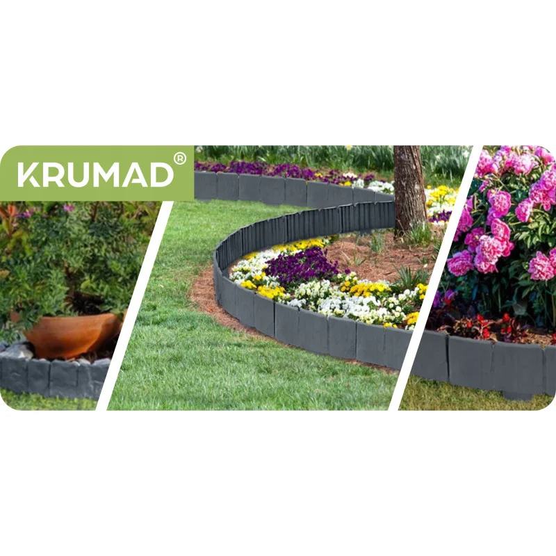 Садовий палісад для газону KRUMAN GARDEN PALISADE 250 см x 23 см ТЕМНО-СІРИЙ КАМІНЬ KMDW40 - Зображення 4