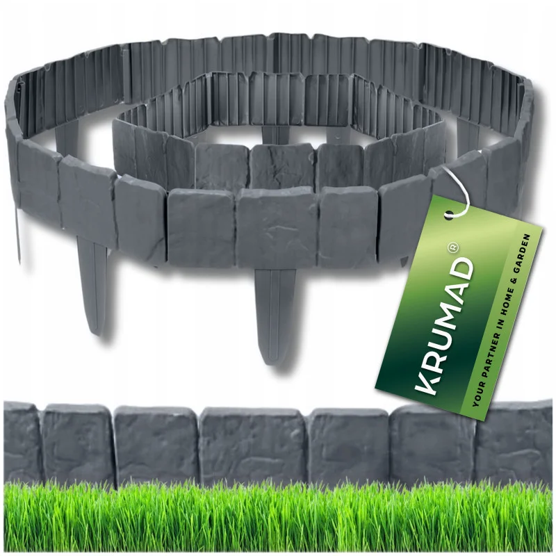 Садовий палісад для газону KRUMAN GARDEN PALISADE 250 см x 23 см ТЕМНО-СІРИЙ КАМІНЬ KMDW40