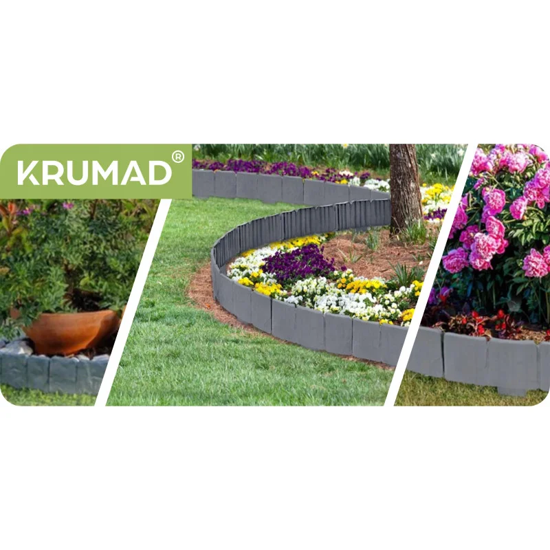 Садовий палісад для газону KRUMAN GARDEN PALISADE 250 см x 23 см СІРИЙ КАМІНЬ KMDW39 - Зображення 2