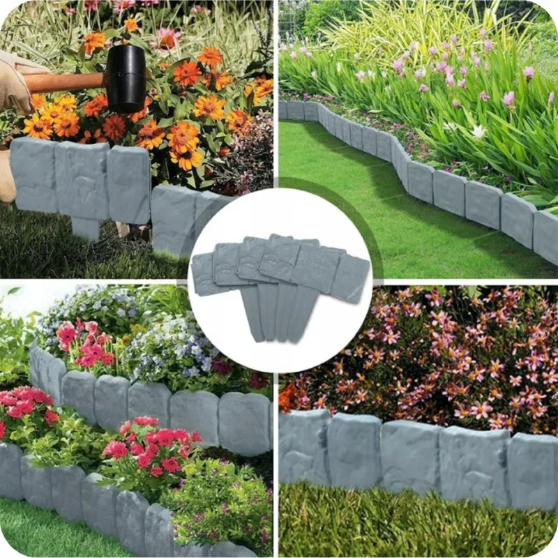 Садовий палісад для газону KRUMAN GARDEN PALISADE 250 см x 23 см СІРИЙ КАМІНЬ KMDW39 - Зображення 4
