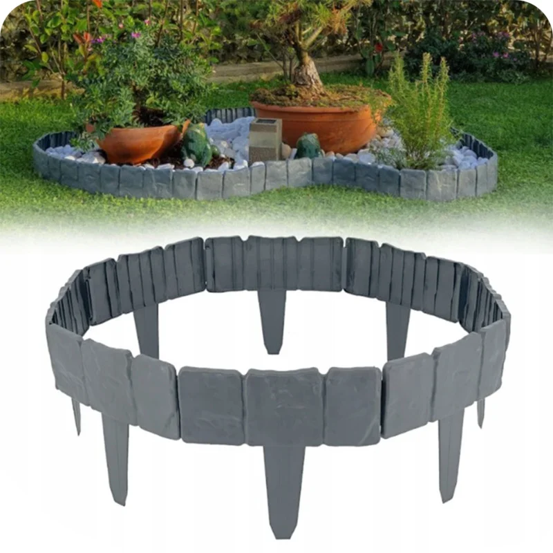 Садовий палісад для газону KRUMAN GARDEN PALISADE 250 см x 23 см СІРИЙ КАМІНЬ KMDW39 - Зображення 5