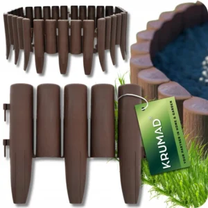 Садовий паркан Krumad з палісаду для газону, 280 x 24 см, коричневий KMDW36
